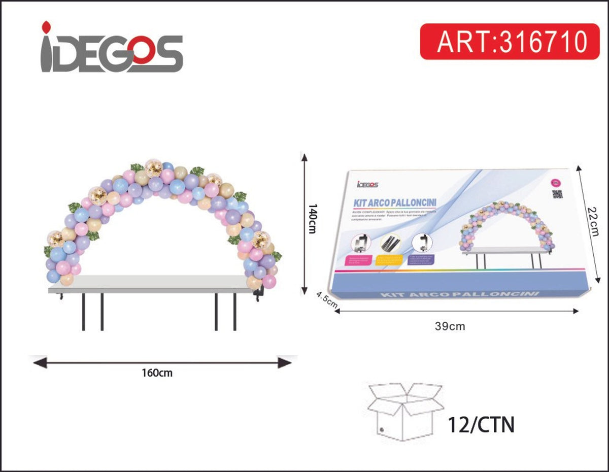 Kit arco palloncini colorati in pastello