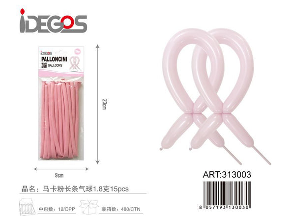 Palloncini lunghi in lattice pastello, 15 pezzi, serie 1,8 g