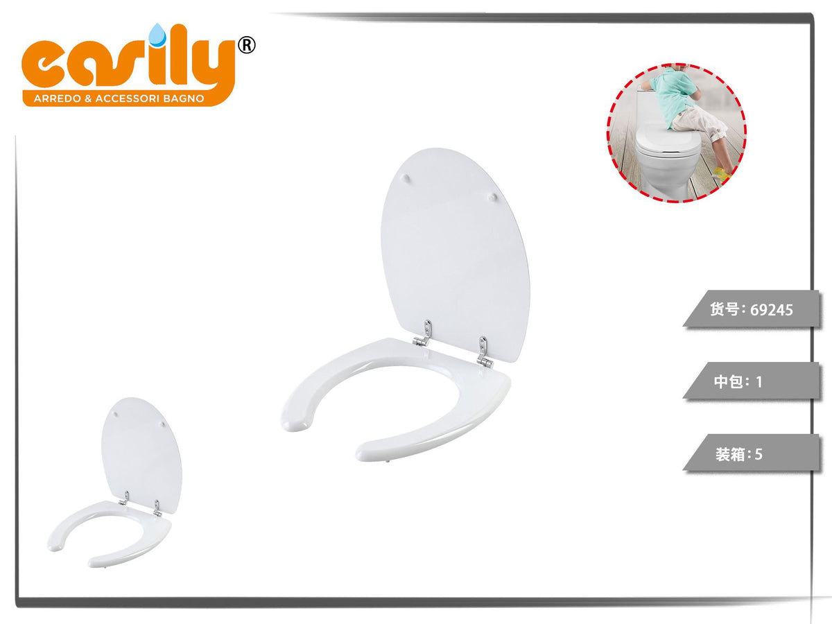 Sedile WC bianco con apertura frontale