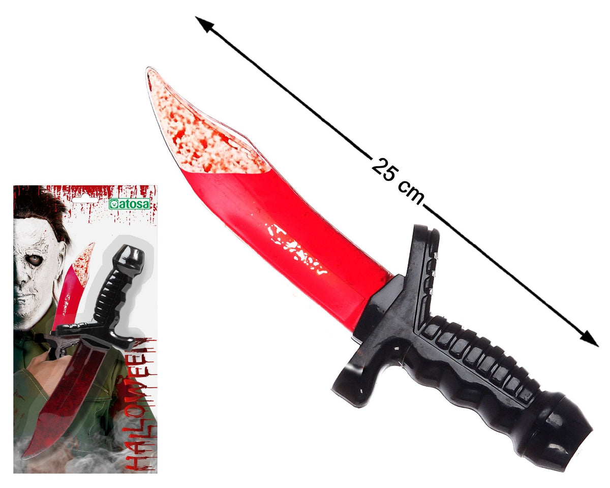 Coltello finto Halloween con effetto sangue, 25 cm