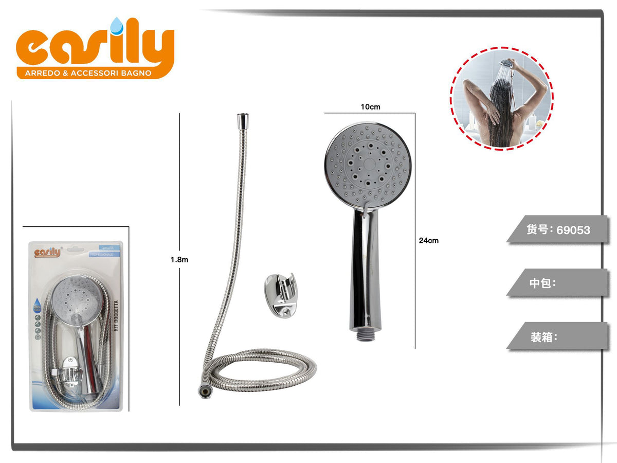 Kit doccetta con piastra grigia e manico piatto