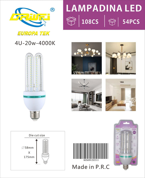 Lampadina LED a forma di U — 20 W, E27