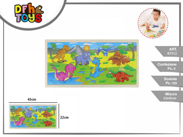 Puzzle in legno con dinosauri, 96 pezzi