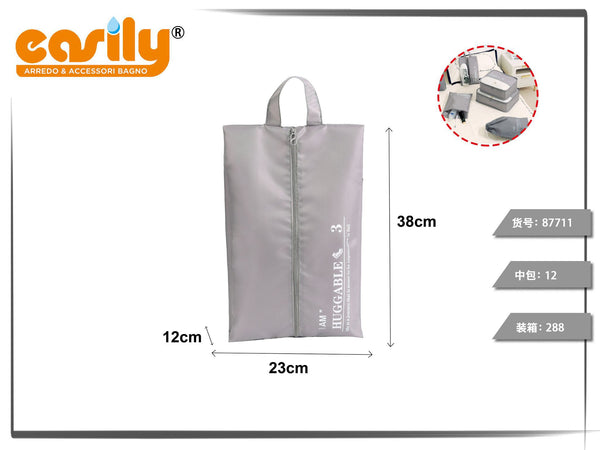 Borsa portascarpe da viaggio grigia con zip