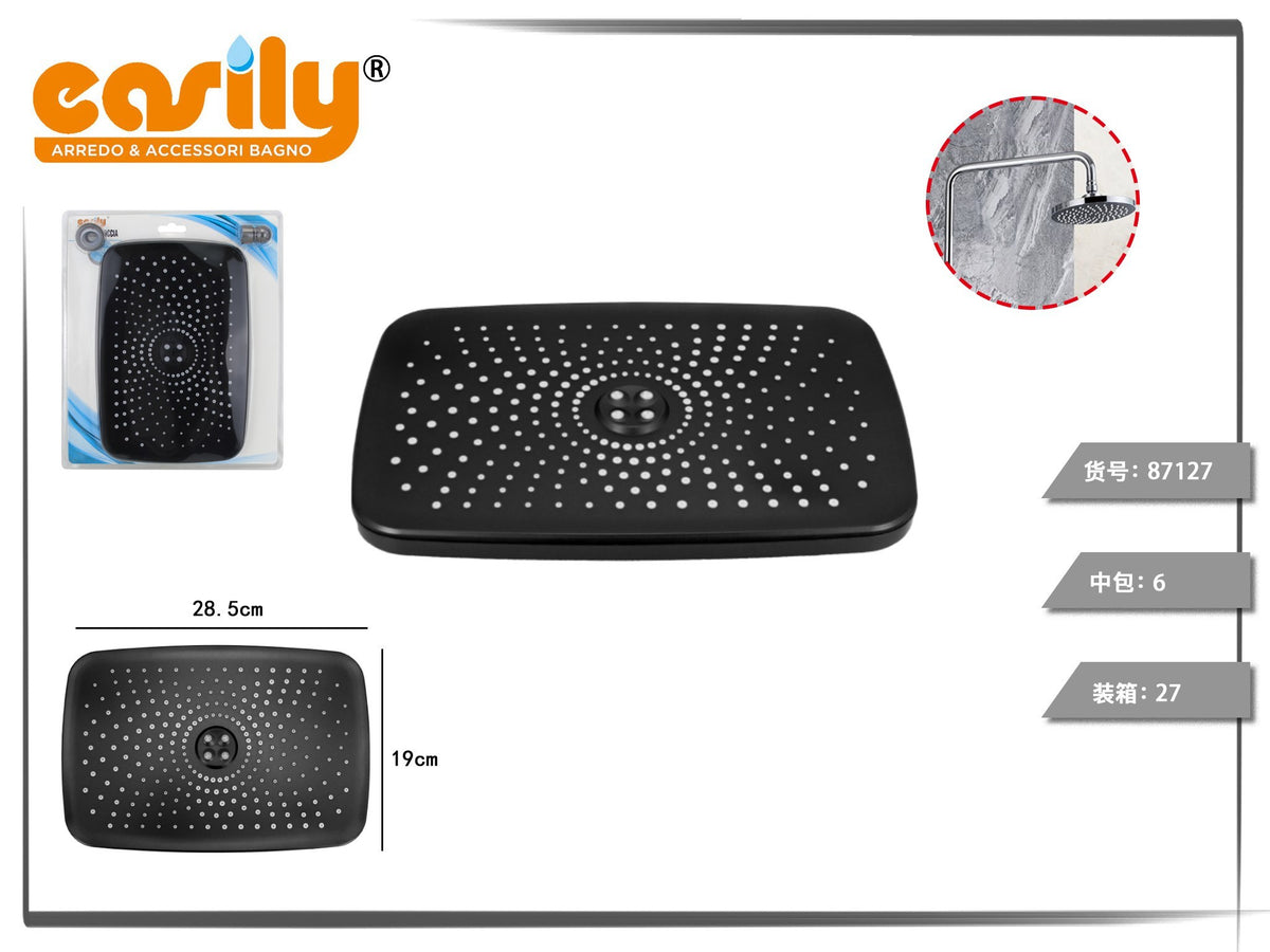 Soffione doccia rettangolare nero 28,5 × 19 cm