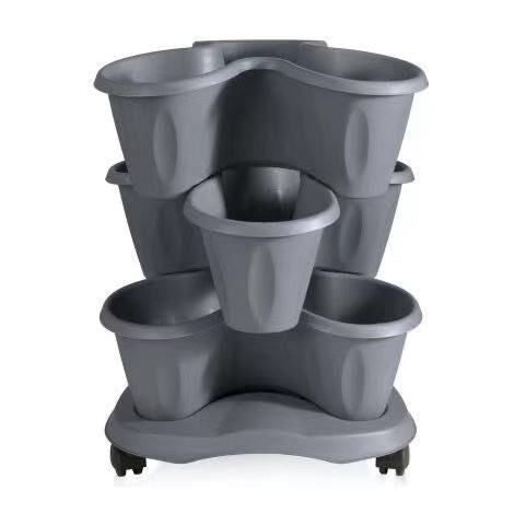 BAMA VASO TRIFOGLIO SET 3PZ C/SOTTOVASO 40XH51CM GRIGIO