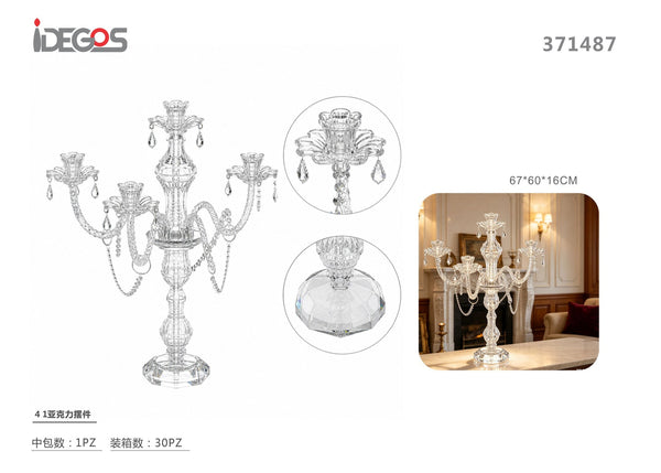 Candelabro decorativo in acrilico trasparente a cinque posti