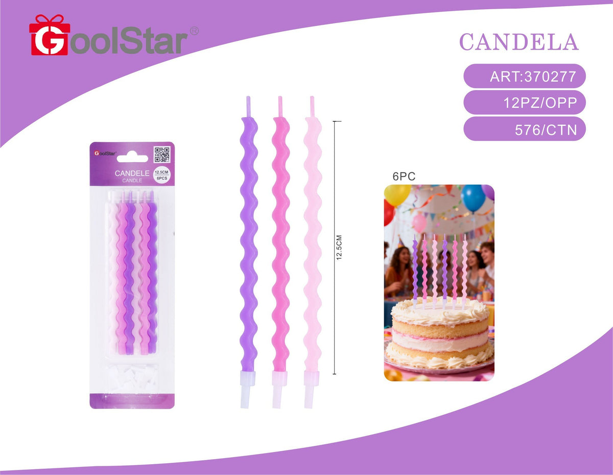 Candeline ondulate, 6 pezzi
