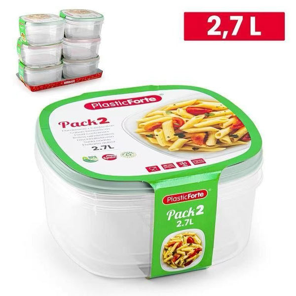 PACK 2 CONTENITORE 2.7L PLASTICA 21.5X21.5X12CM