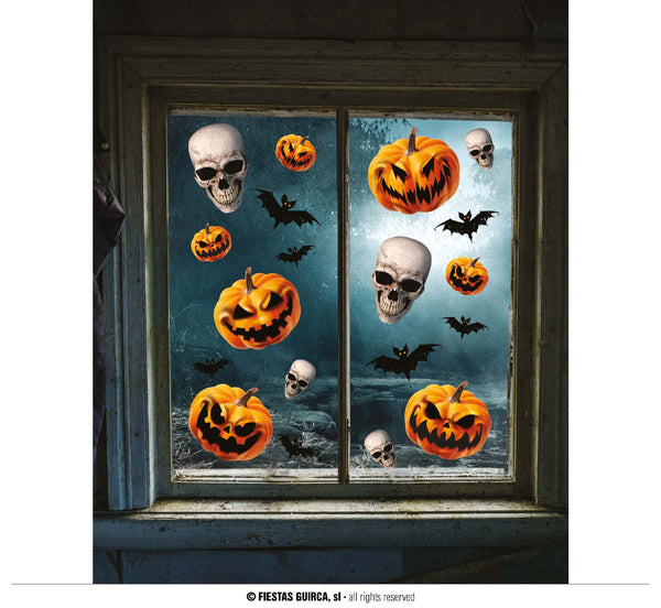 Adesivi da finestra Halloween con zucche, 3 fogli