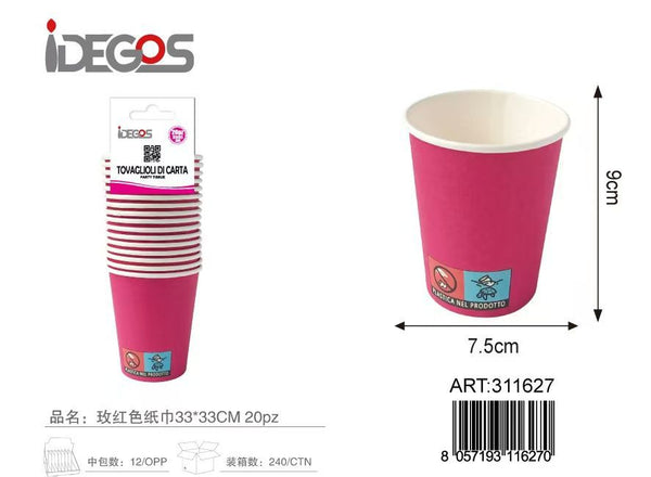 Bicchieri di carta fucsia 16 pezzi