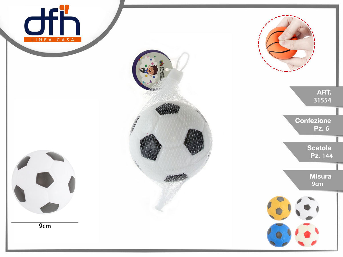 Pallina elastica a motivo calcio, 9 cm