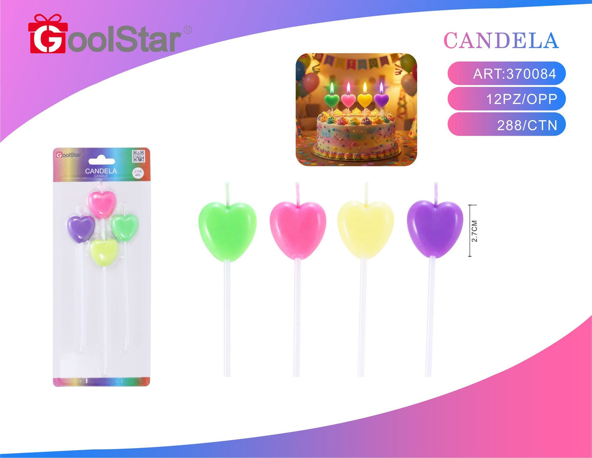 Candeline decorative colorate, 4 pezzi