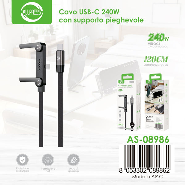 Cavo USB-C a USB-C con supporto — 240 W