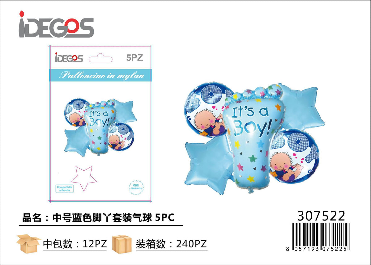 Set di palloncini con piedino nascita, 5 pezzi