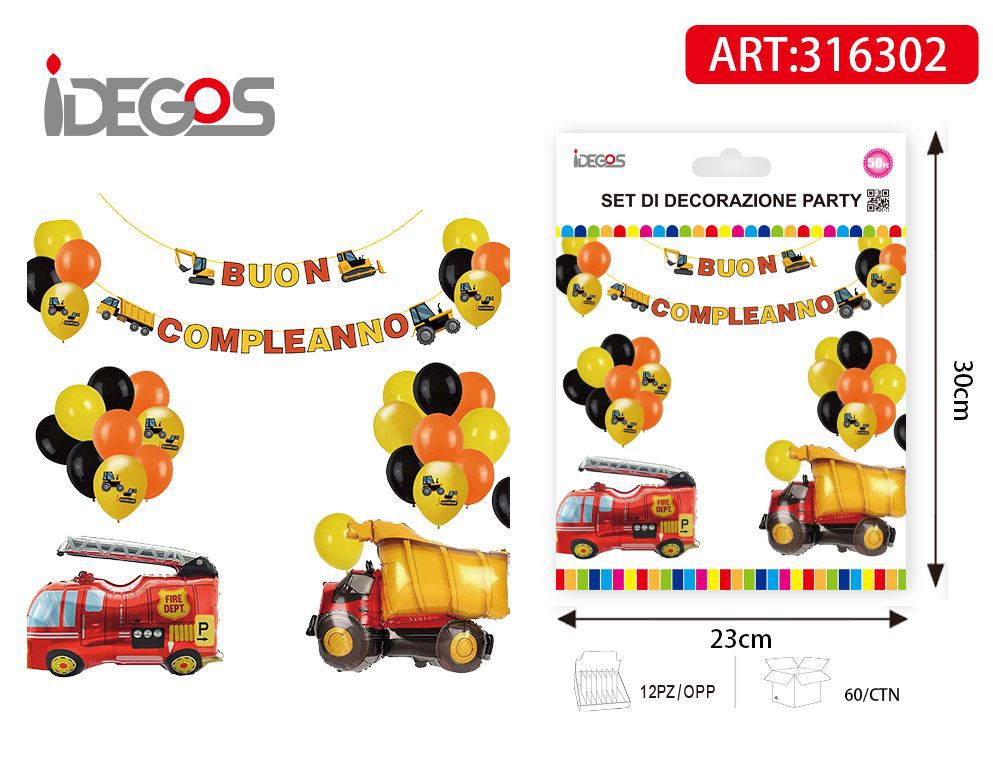 Kit decorativo di palloncini Mezzi da cantiere