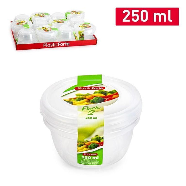 SET 2 CONTENITORE TONDO 250ML TRASPARENTE 11.5X11.5X5.5CM