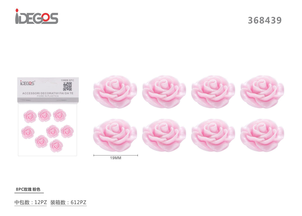 Set di 8 decorazioni a rosa