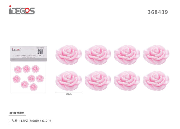 Set di 8 decorazioni a rosa