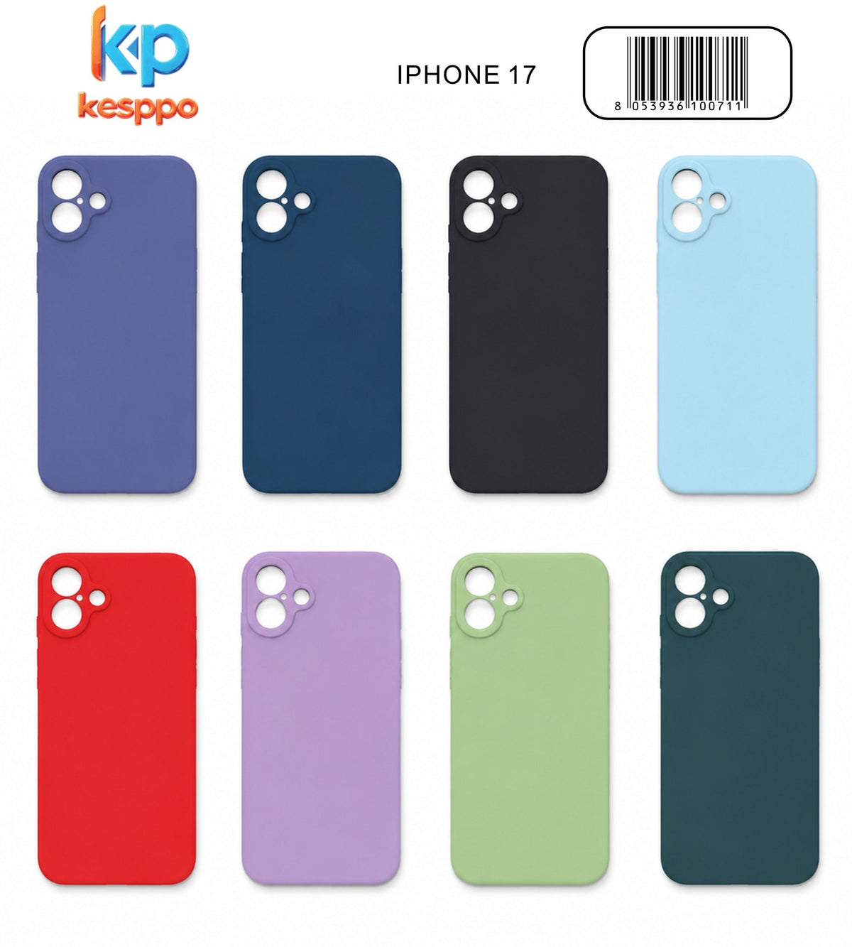 Custodia per iPhone 17 – a tinta unita, in silicone, con aperture sagomate