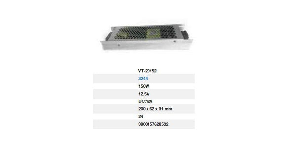 Alimentatore LED V-TAC 150 W 12 V IP20