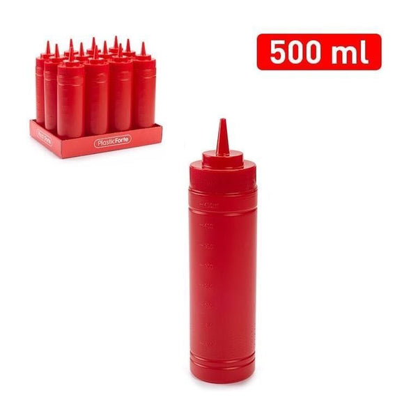 BOTTIGLIA 500ML ROSSO KETCHUP PLASTICA 6X6X23.5CM