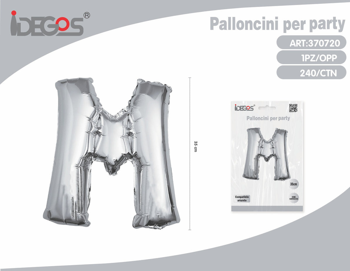 Palloncino Lettera M 35cm Argento