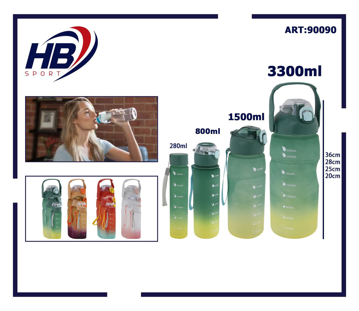 Set di 4 bottiglie sportive sfumate