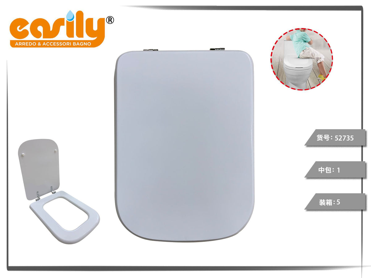Sedile WC bianco a profilo quadrato