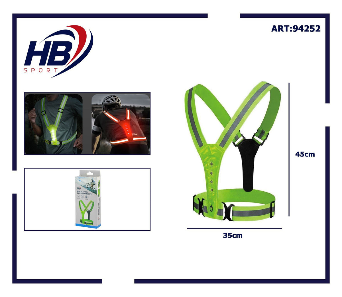 Bretelle catarifrangenti con LED, 35 × 45 cm
