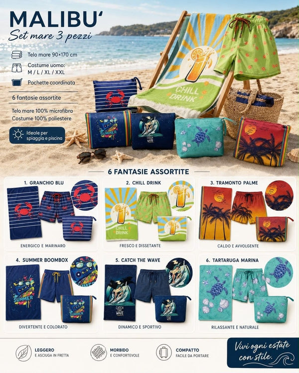 Telo Mare con Pocchette e Costume Malibu