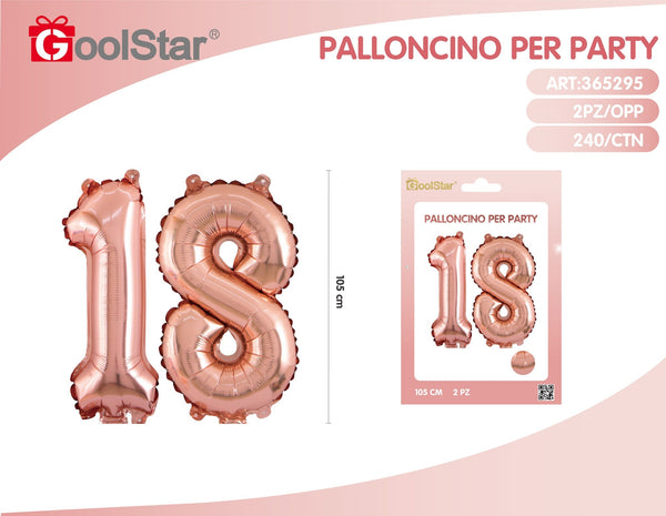 Palloncini in alluminio n 18anni oro rosa