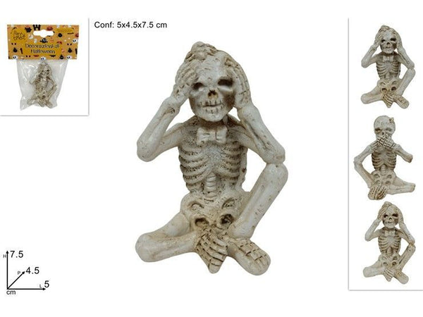 Scheletro seduto decorativo Halloween, 7,5 cm