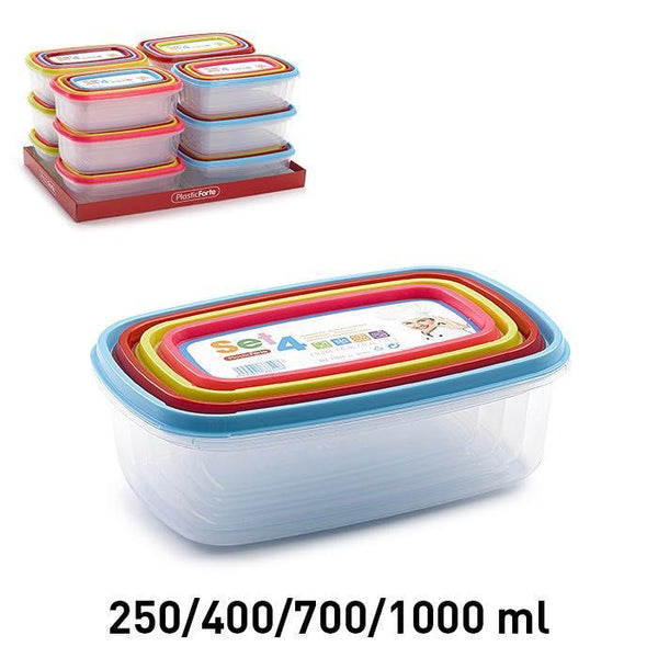 SET 4 CONTENITORE RETTANGOLARE 20X13.5X6.8CM