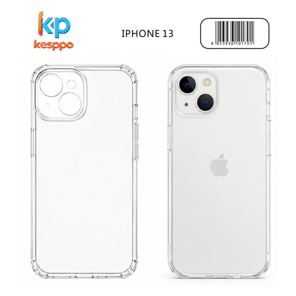 Custodia per iPhone 13 – trasparente, in silicone, con aperture sagomate