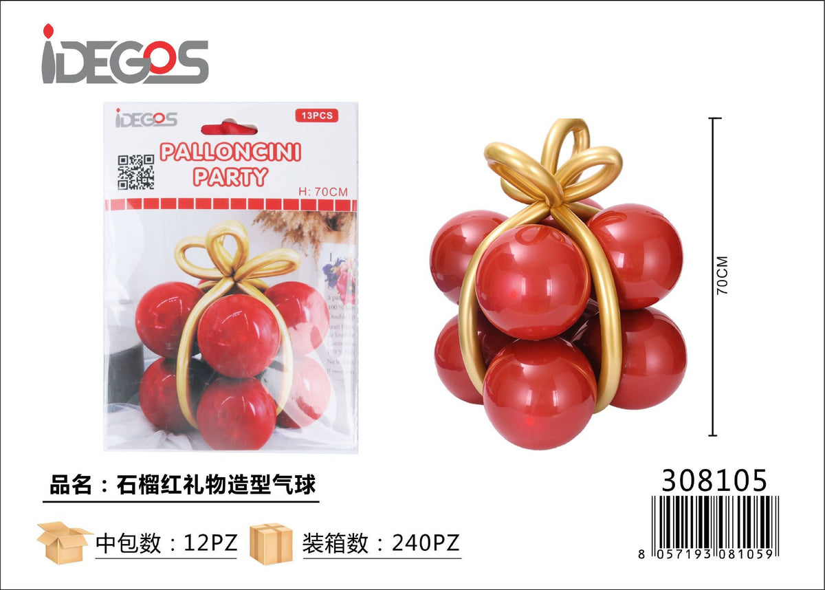 Set di palloncini perlati a forma di regalo, rosso