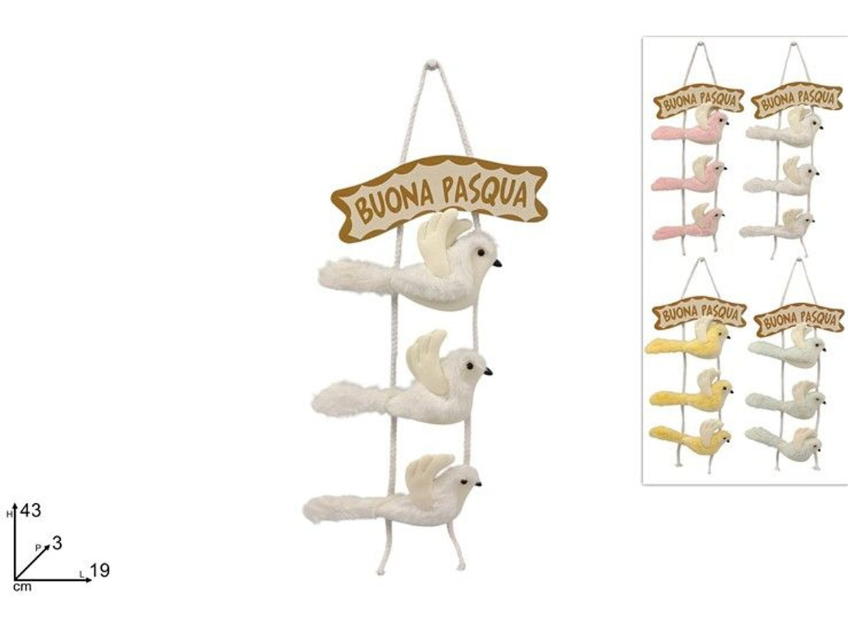 Decorazione Buona Pasqua con tre uccellini da appendere