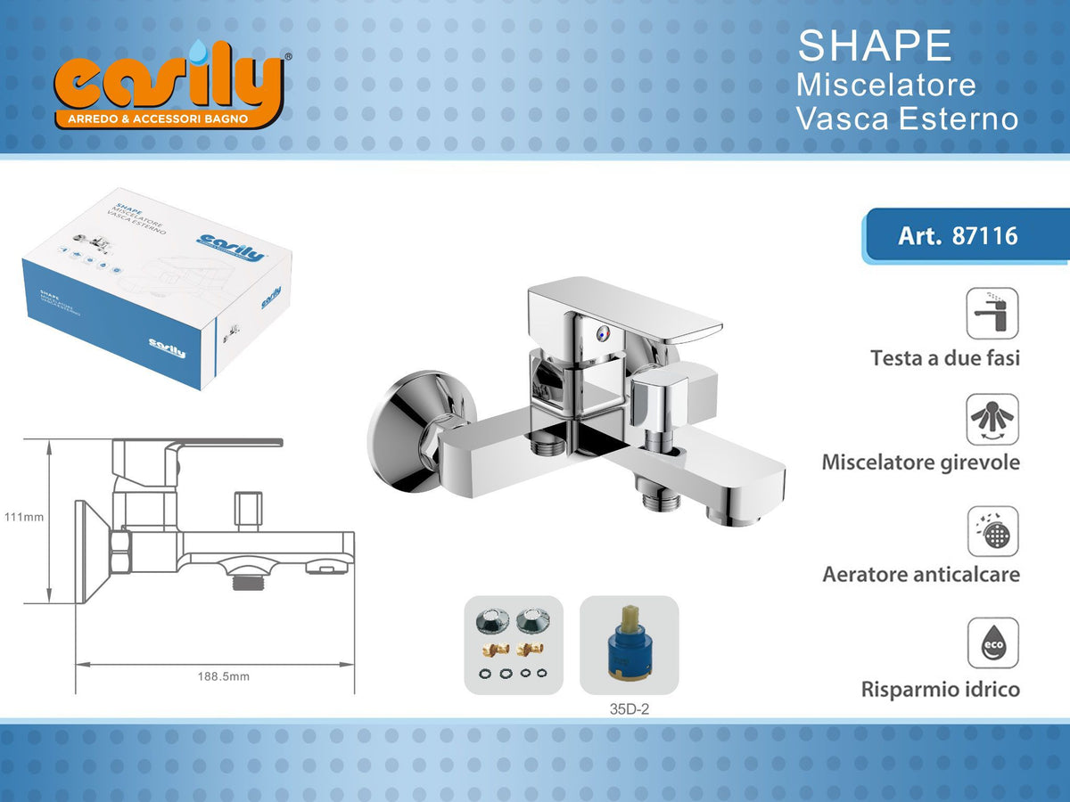 Miscelatore da parete per vasca SHAPE