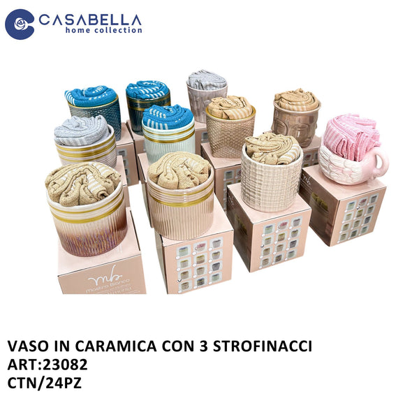 Vaso in Caramica con 3 Strofinacci