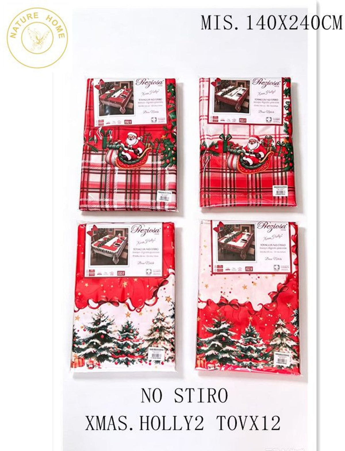 TOVAGLIA NO STIRO XMAS.HOLLY2 X12