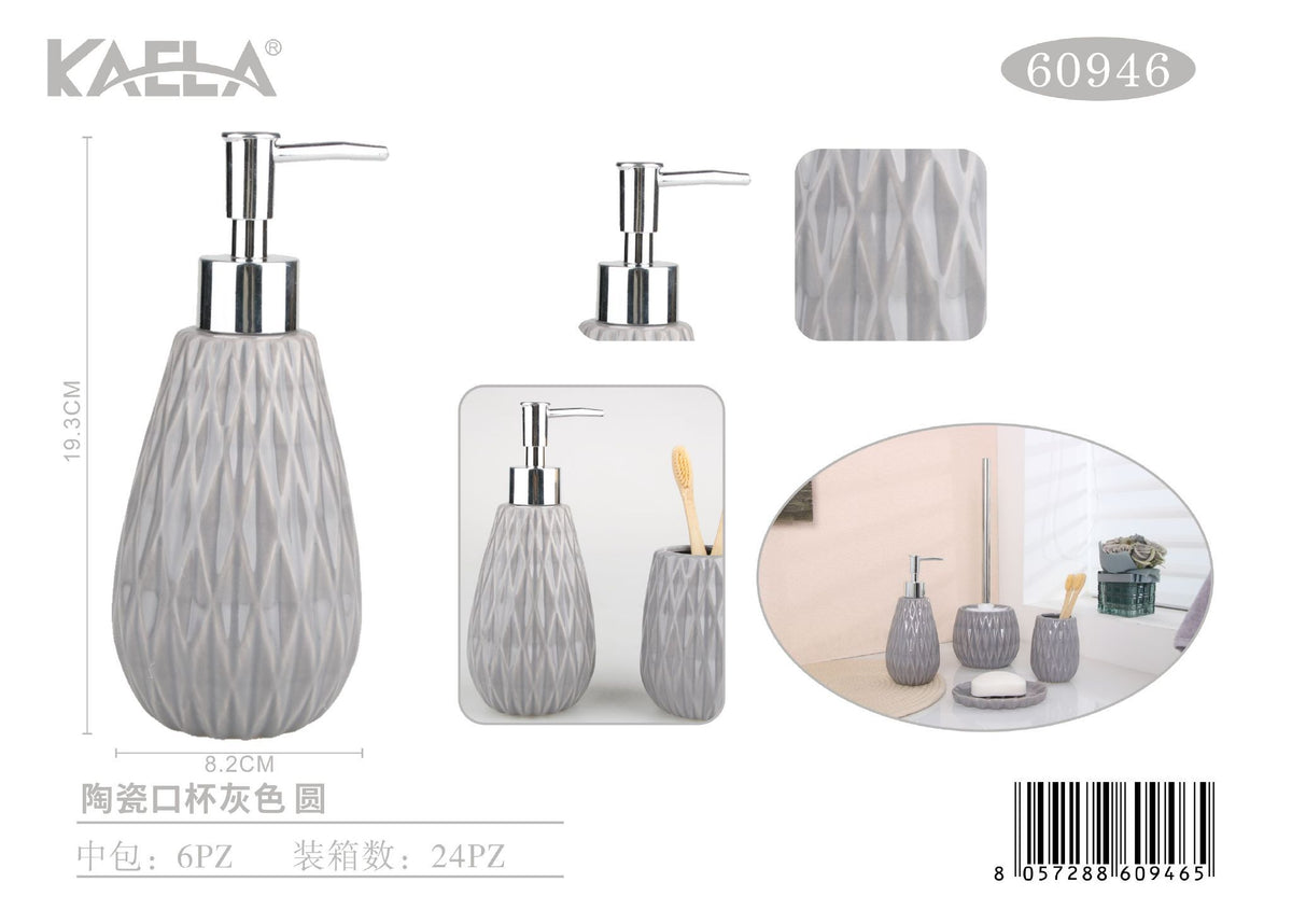 Dispenser per sapone, grigio in ceramica