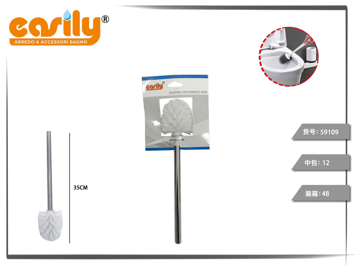 Scopino WC con manico in acciaio inox
