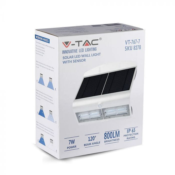 Applique LED solare V-TAC bianca 7 W con PIR IP65