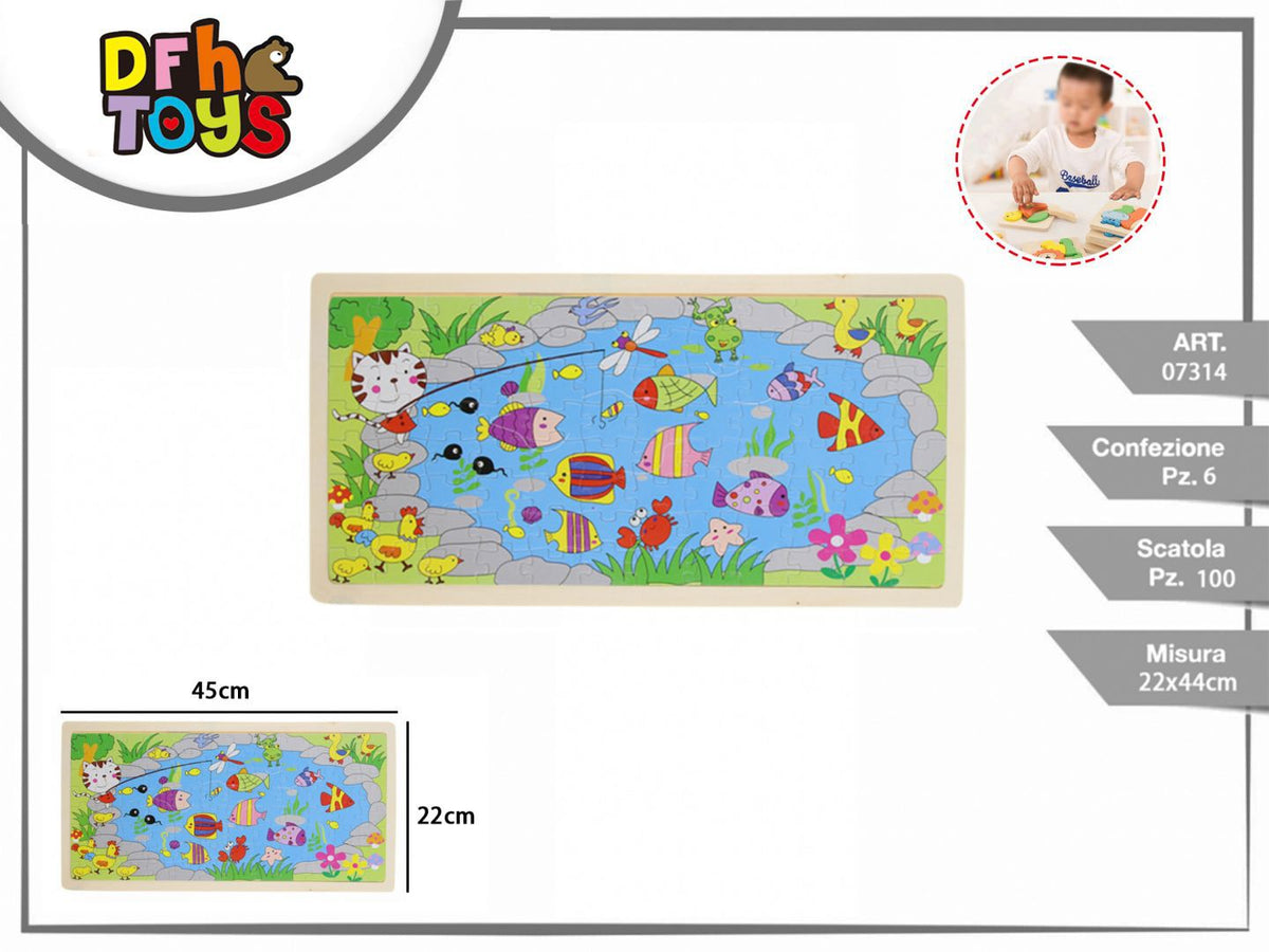 Puzzle in legno con pesci e animali, 96 pezzi