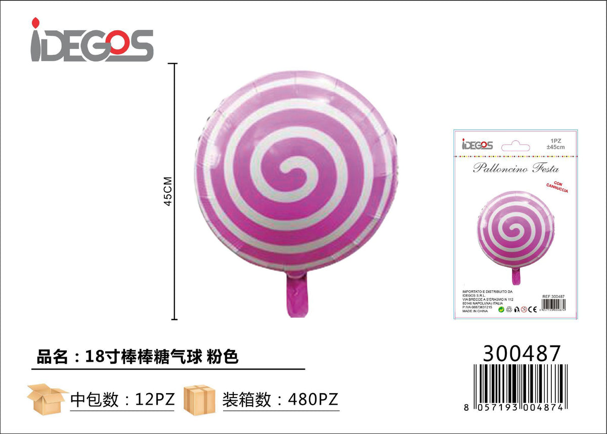Palloncino foil Lecca-lecca, 45 cm