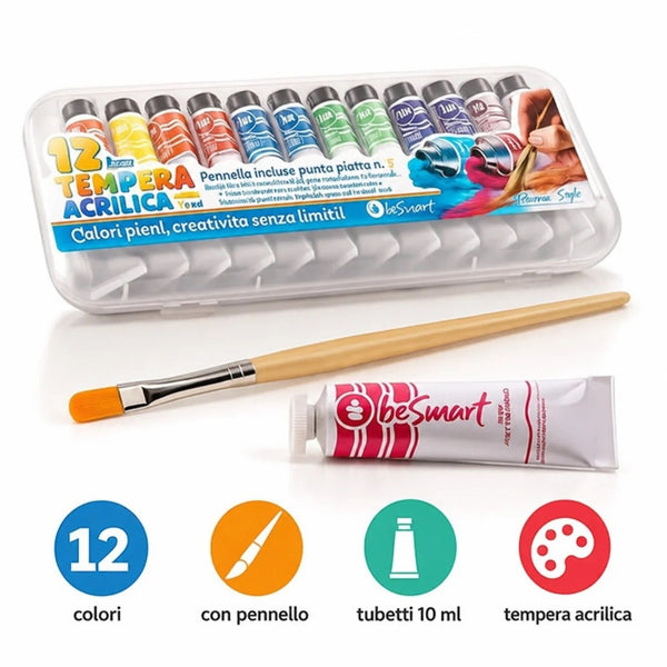 Pennarello o colore – TEMPERA 12 TUBI 10ML BE SMART 01050261