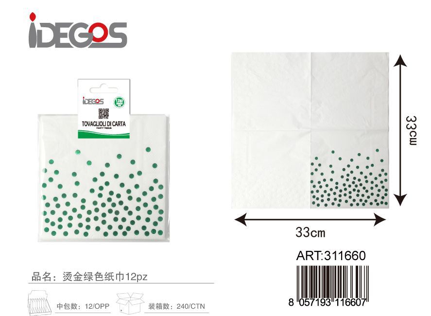 Tovaglioli di carta verde a pois