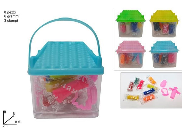 Plastilina in casetta con 8 colori e 3 stampi, 48 g