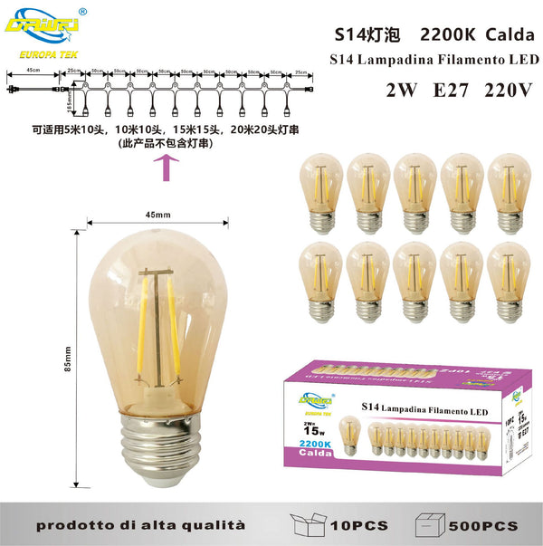 Lampadina decorativa a filamento — 2 W, E27