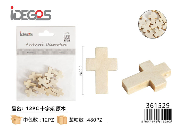 Set di 12 croci decorative in legno